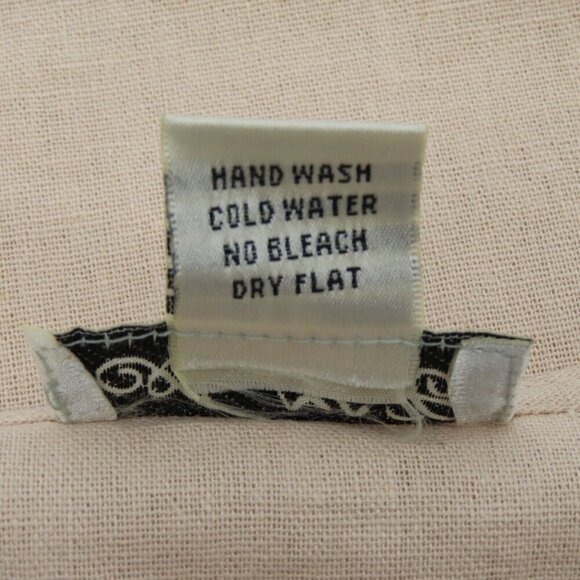 AKC Women Large Petite LP Pink Embroidered Flip Flops Linen Blend Tank Top Shirt - Picture 7 of 9